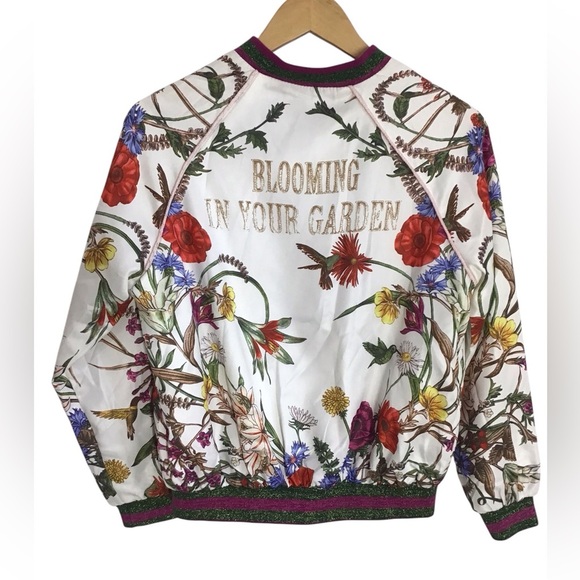 Blooming In Your Garden Floral Satin Bomber Jacket - Picture 4 of 8
